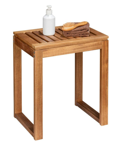 Stołek łazienkowy z drewna akacji FONDI, wys. 46 cm
