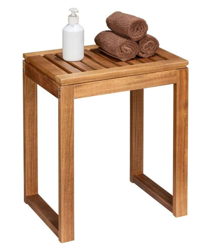Stołek łazienkowy z drewna akacji FONDI, wys. 46 cm