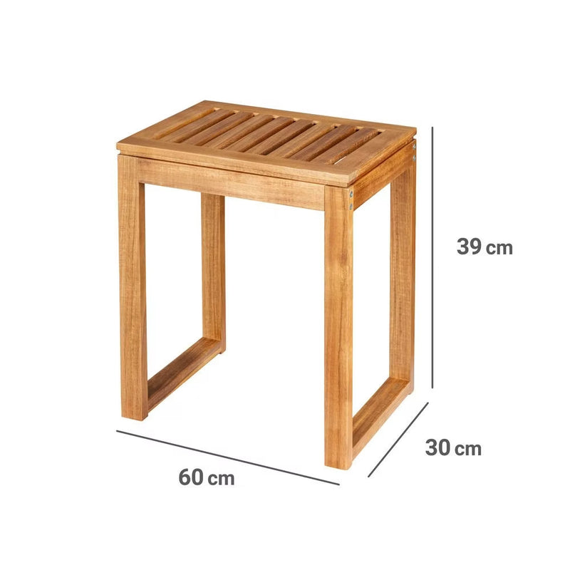 Stołek łazienkowy z drewna akacji FONDI, wys. 46 cm