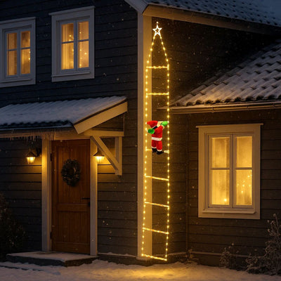 Świąteczna dekoracja, 124 LED, Święty Mikołaj na drabinie, 2 m
