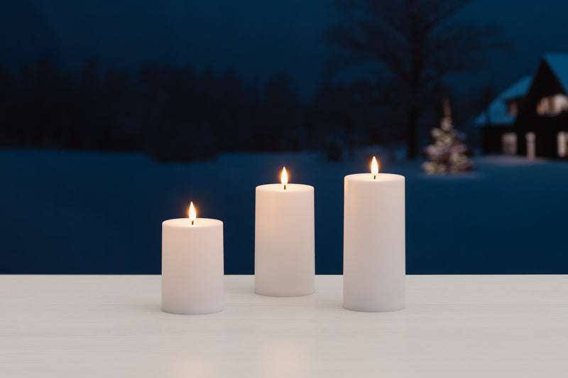 Świece LED, zewnętrzne, 3 sztuki, 10-15 cm 