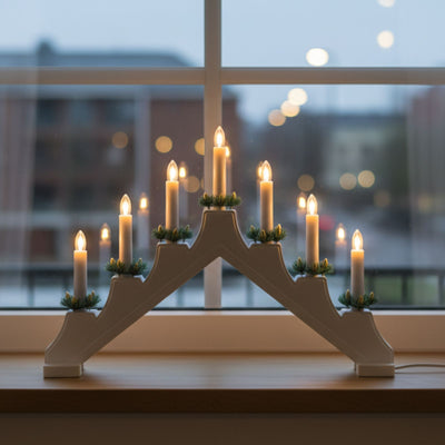 Świecznik dekoracyjny LED XMAS GLOW, 7 świeczek,  42,5 x 6 x 28 cm