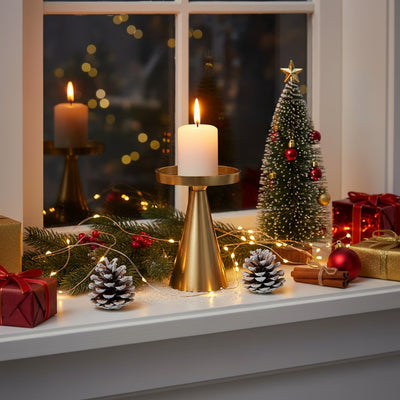 Świecznik dekoracyjny, złoty, 13 cm