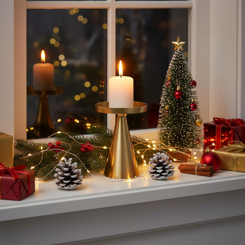 Świecznik dekoracyjny, złoty, 13 cm