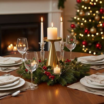 Świecznik dekoracyjny, złoty, 17 cm