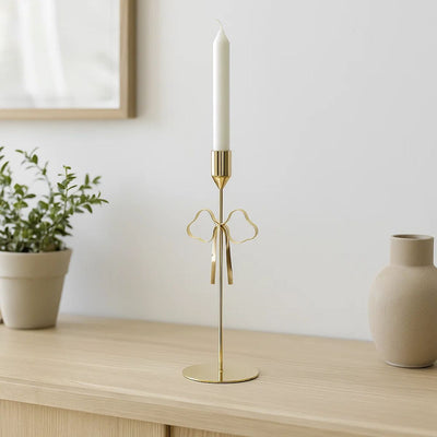 Świecznik metalowy, pozłacany, 25 cm