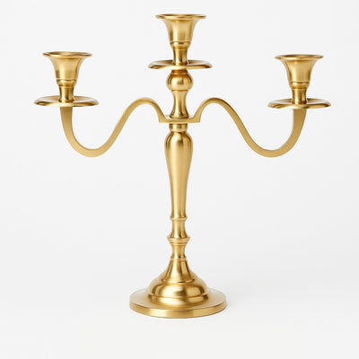 Świecznik trójramienny, złoty, 30 cm