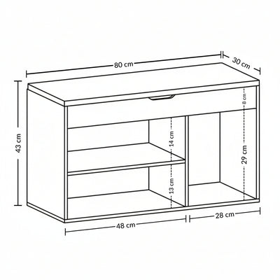 Szafka na buty z siedziskiem TRIA, 80 x 43 x 30 cm