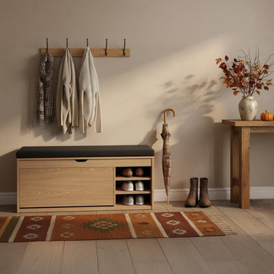 Szafka na buty z siedziskiem i wysuwanymi półkami GRADIA, 100 x 34 x 50 cm