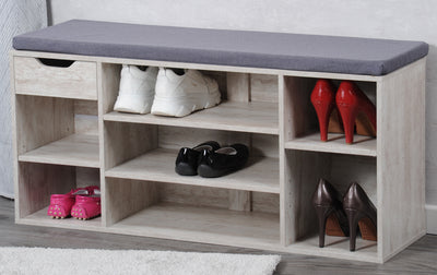 Szafka na buty z szufladą i miękkim siedziskiem, 101 x 29 x 48 cm