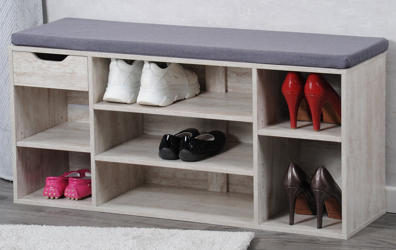 Szafka na buty z szufladą i miękkim siedziskiem, 101 x 29 x 48 cm