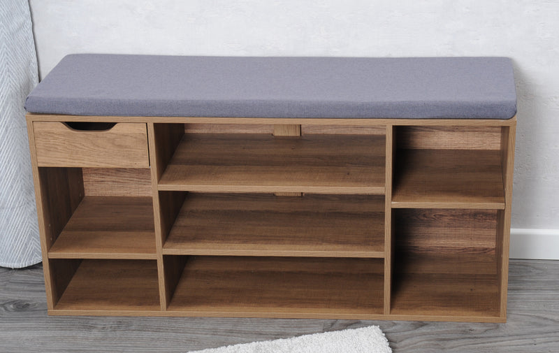 Szafka na buty z szufladą i miękkim siedziskiem, 101 x 29 x 48 cm