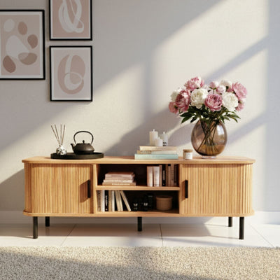 Szafka rtv ryflowana SCAVA, 140 x 40 x 46 cm