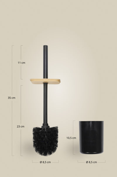 Szczotka WC ZETRU, z bambusowym wieczkiem