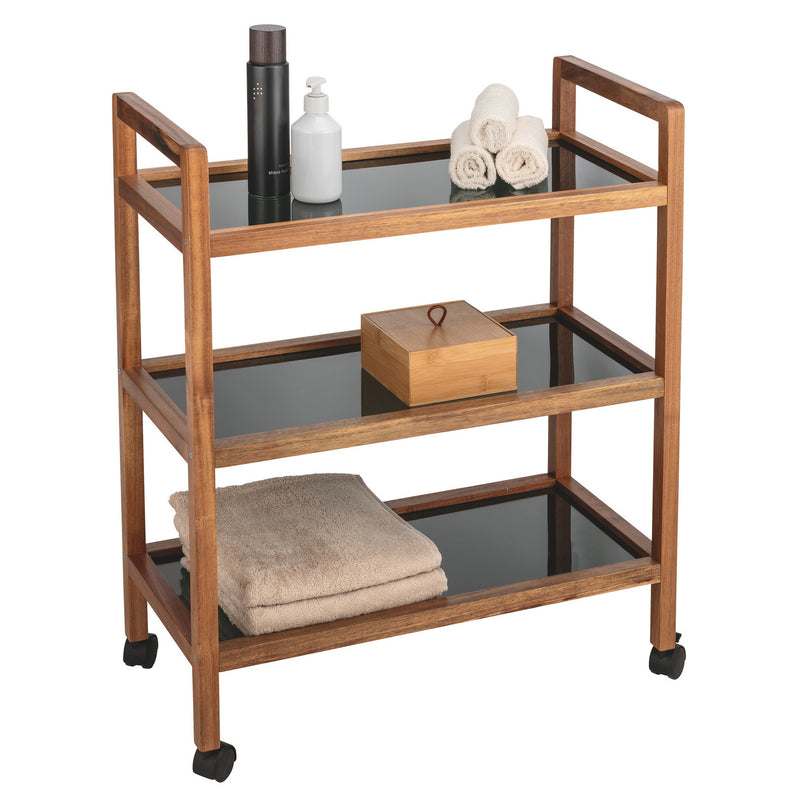 Szeroki mobilny regał z drewna akacji FONDI, wys. 76,5 cm