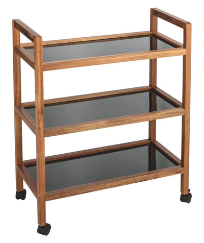 Szeroki mobilny regał z drewna akacji FONDI, wys. 76,5 cm