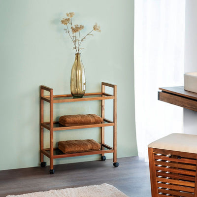 Szeroki mobilny regał z drewna akacji FONDI, wys. 76,5 cm