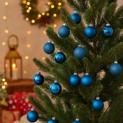 Szklane bombki świąteczne Ø
 8 cm, 16 szt., niebieskie