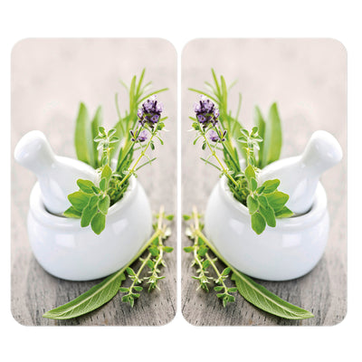 Szklane płyty ochronne HERB GARDEN na kuchenkę – 2 sztuki, WENKO