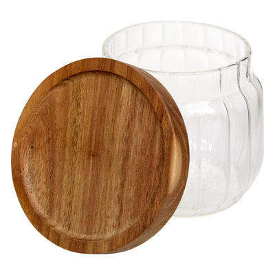 Szklany pojemnik na żywność HARMONY z drewnianą pokrywką