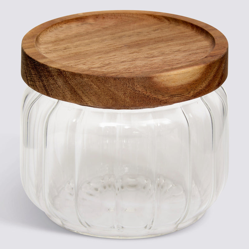 Szklany pojemnik na żywność HARMONY z drewnianą pokrywką