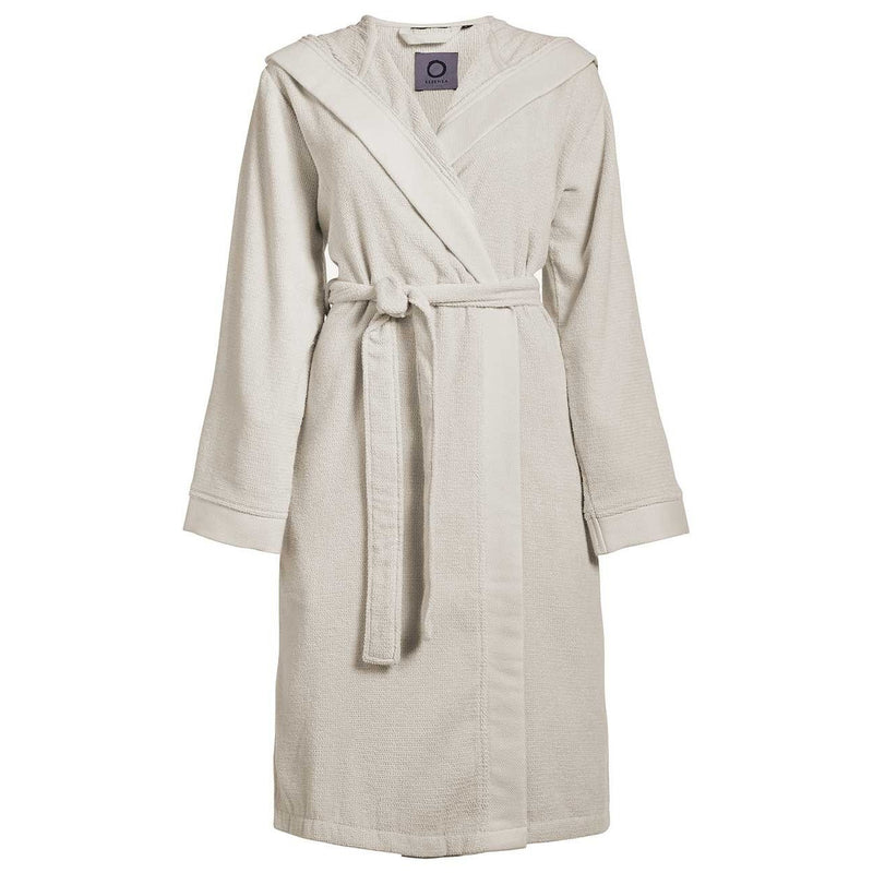 Szlafrok kąpielowy damski lub męski w kolorze kremowym, miękki i ciepły szlafrok z bawełny frotte, Essenza, rozmiar L