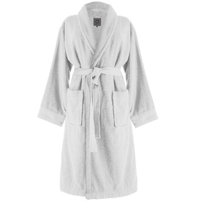 Szlafrok kąpielowy męski lub damski w kolorze białym, miękki i ciepły szlafrok z bawełny frotte, Essenza, rozmiar M