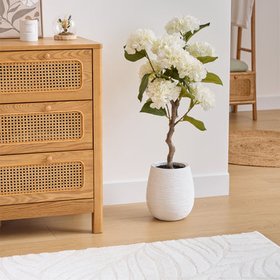 Sztuczna hortensja w ceramicznej doniczce MIKA, biała, wys. 100 cm