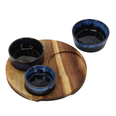 Taca na przekąski z miseczkami z kamionki, Ø 20 cm