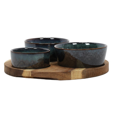 Taca na przekąski z miseczkami z kamionki, Ø 20 cm