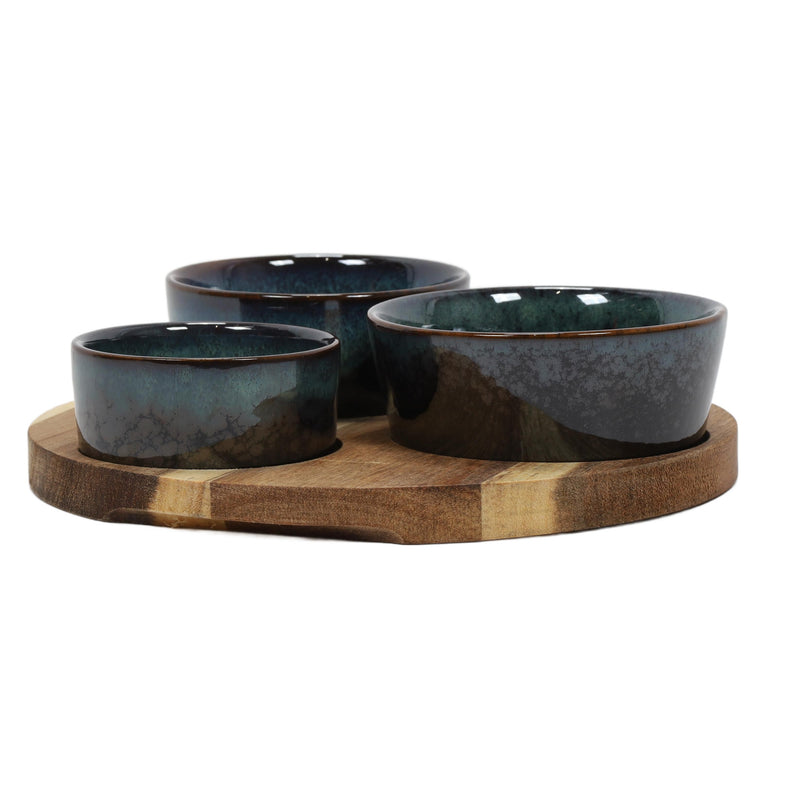 Taca na przekąski z miseczkami z kamionki, Ø 20 cm