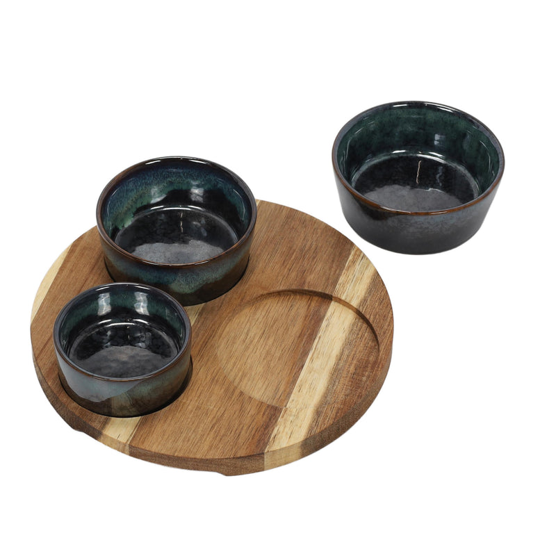 Taca na przekąski z miseczkami z kamionki, Ø 20 cm