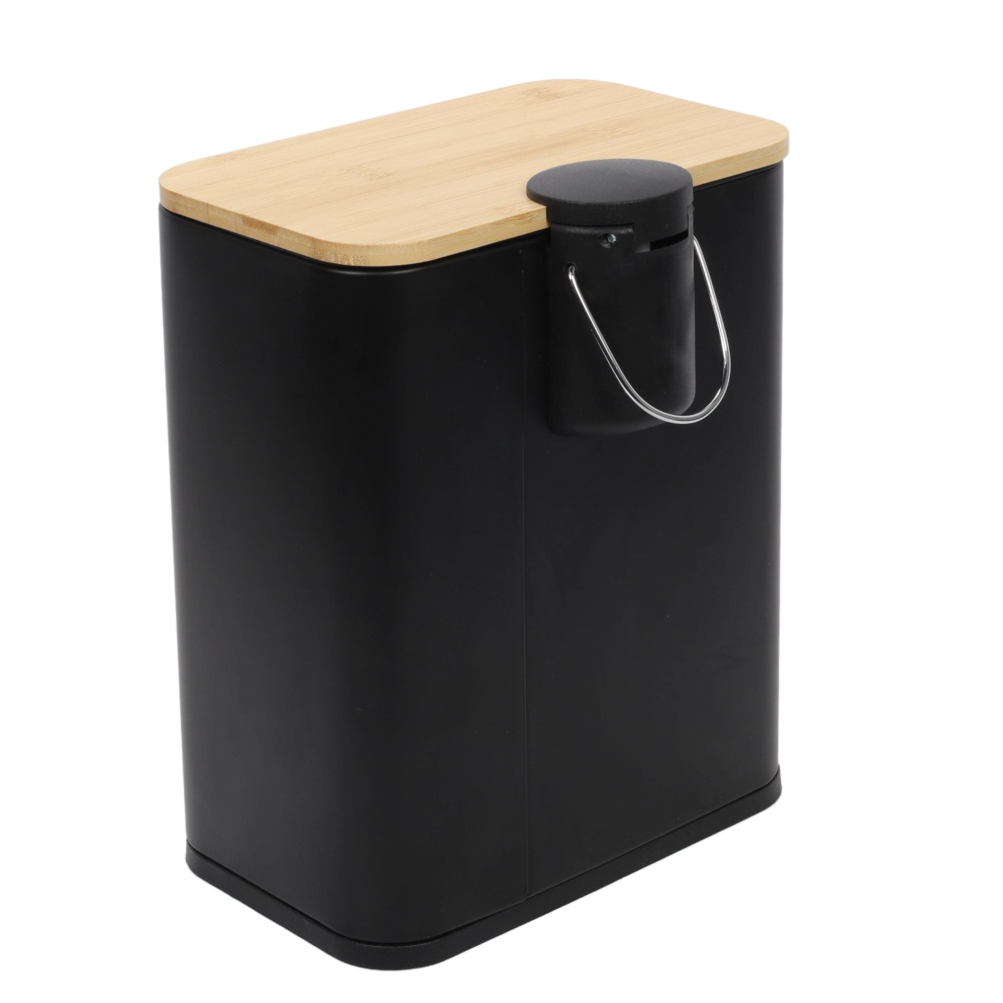 Wąski kosz łazienkowy z bambusem ZETRU, 5 l