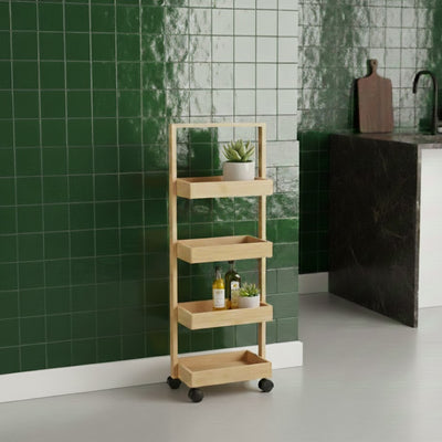 Wąski regał bambusowy, 4 koszyki VINK, 90 cm