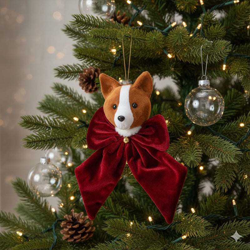 Welurowa kokarda ze zwierzątkiem, 20 x 30 cm