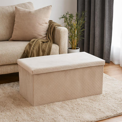 Welurowa pufa ze schowkiem MODUS, 76 x 38 x 38 cm