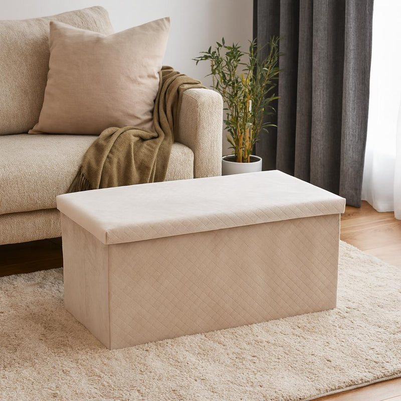 Welurowa pufa ze schowkiem MODUS, 76 x 38 x 38 cm