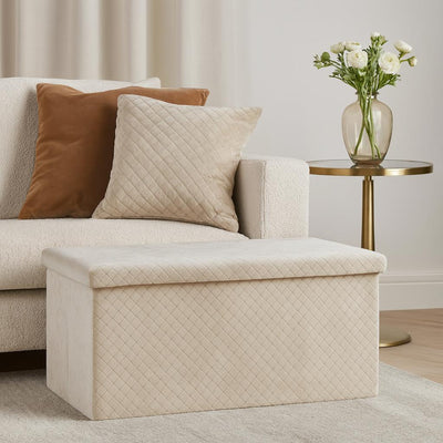 Welurowa pufa ze schowkiem MODUS, 76 x 38 x 38 cm