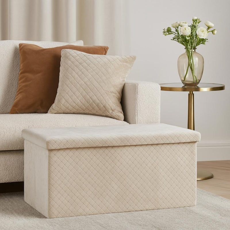 Welurowa pufa ze schowkiem MODUS, 76 x 38 x 38 cm