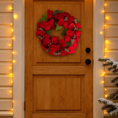 Wieniec bożonarodzeniowy na drzwi, poinsecja, 45 cm