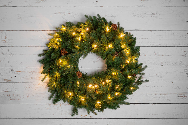 Wieniec świąteczny LED z szyszkami sosnowymi, Ø 60 cm