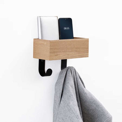 Wieszak do przedpokoju z 2 haczykami i półką, 20 cm