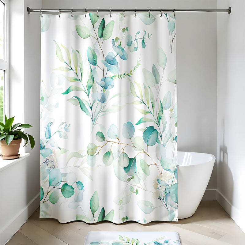 Zasłona prysznicowa wzór eukaliptusa AQUARELLE, 180 x 200 cm