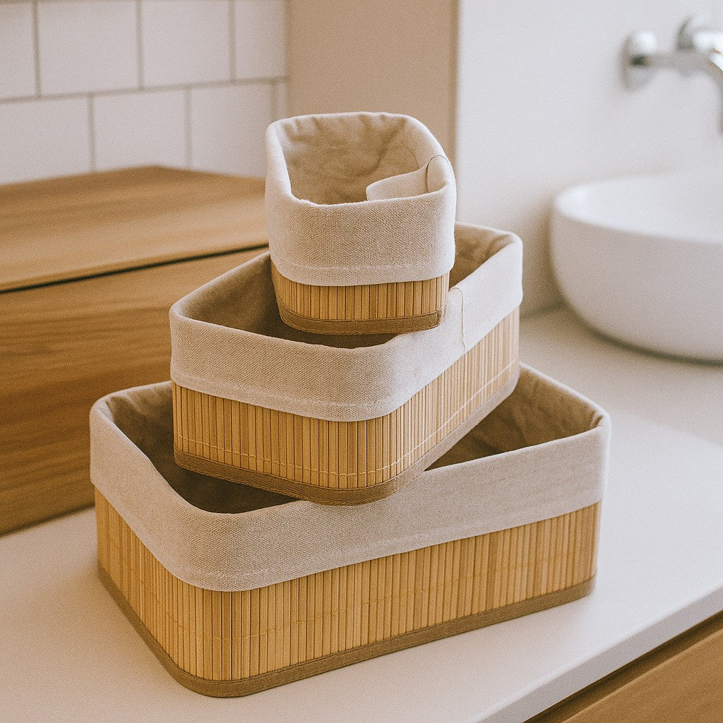 Zestaw bambusowych koszyków do przechowywania VINNO