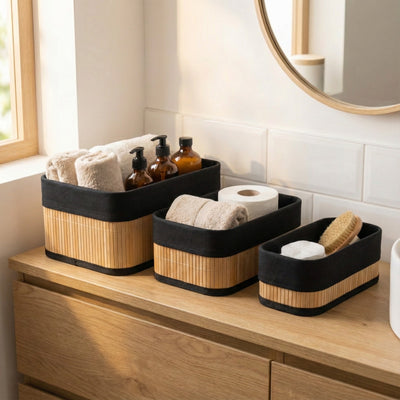 Zestaw bambusowych koszyków do przechowywania VINNO