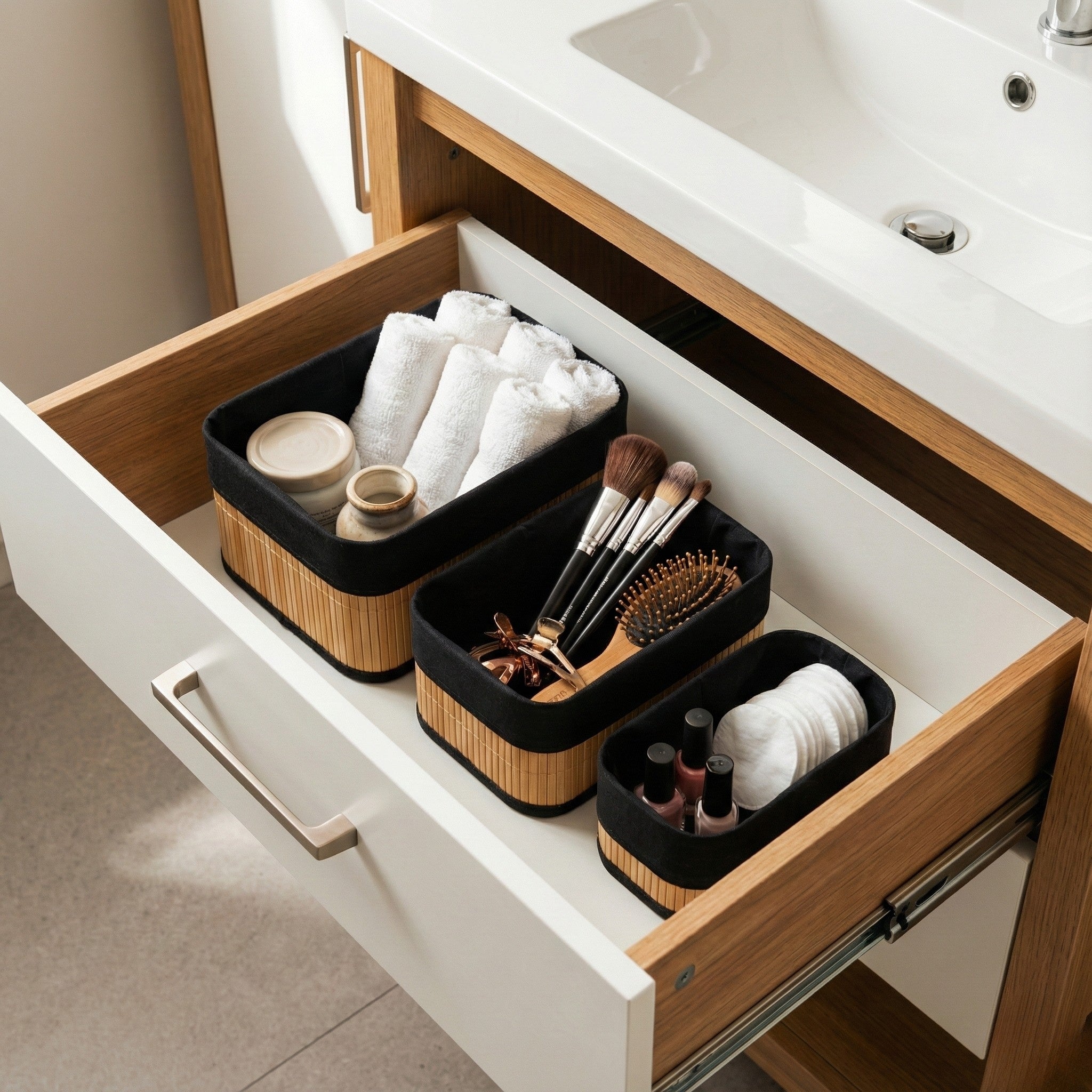 Zestaw bambusowych koszyków do przechowywania VINNO