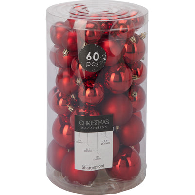 Zestaw bombek świątecznych w różnych rozmiarach, 60 szt.
