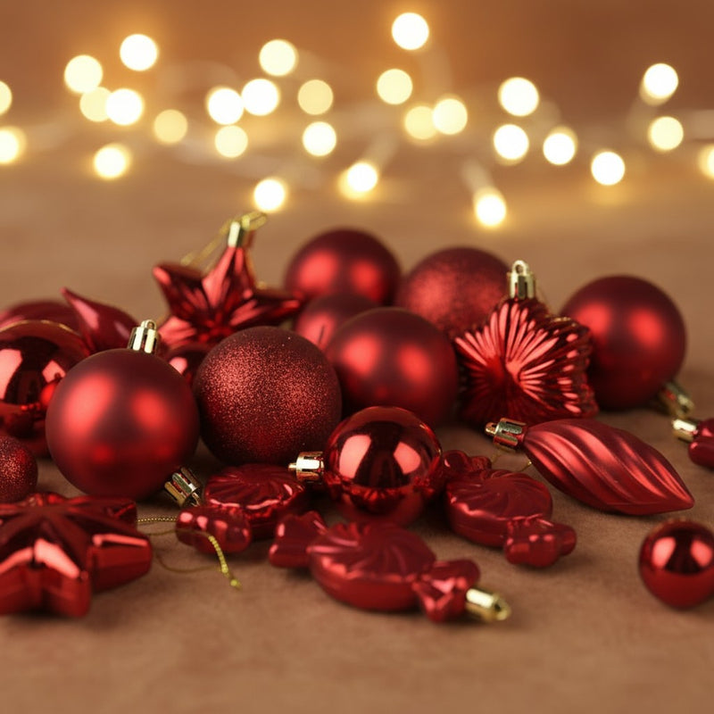 Zestaw ozdób na choinkę, różne kształty i rozmiary, 32 szt.