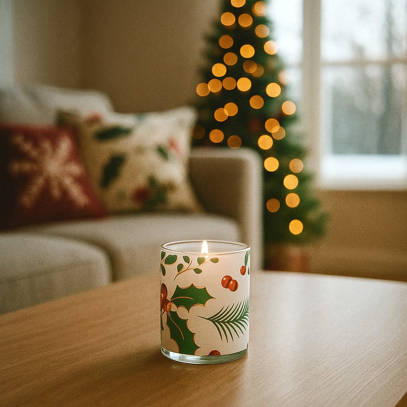 Zestaw świec zapachowych z nadrukiem świątecznym, 3 sztuki