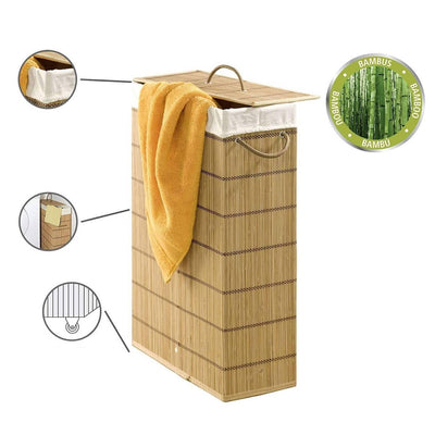 Bambusowy kosz na pranie WHEELED, 35 litrów, WENKO - EMAKO